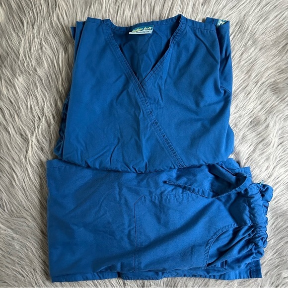 Butter-Soft Scrubs By UA Scrub Set Womens Blue Two Piece Set Top And‎ Bottoms - Picture 1 of 8